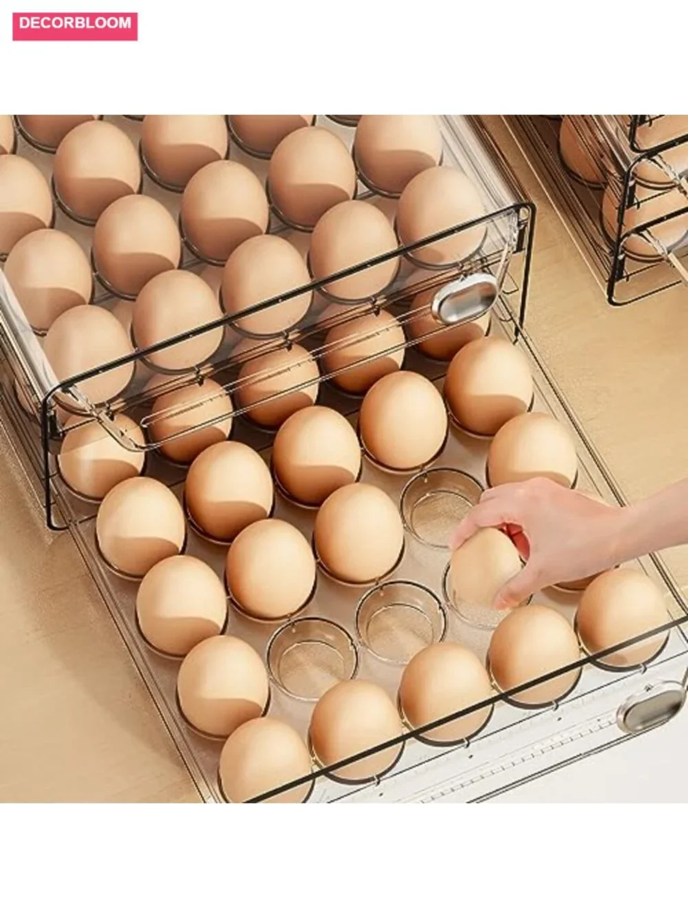 60 Egg Container Transparent Stackable for Fridge